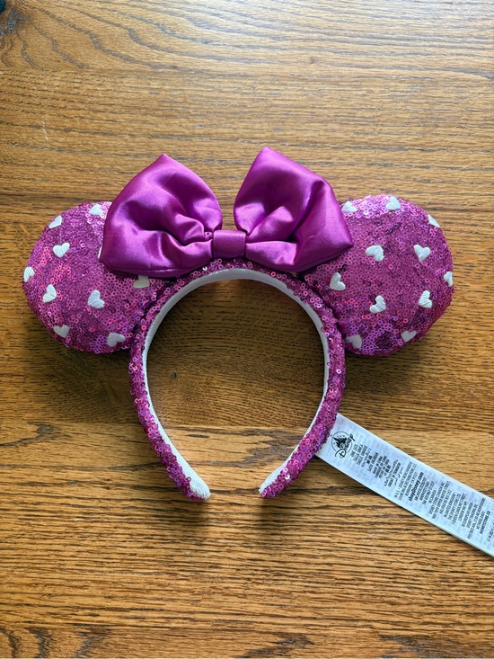 Disney Other - 2022 Hot Pink/magenta Heart and Sequin Disney Minnie Mouse Ears